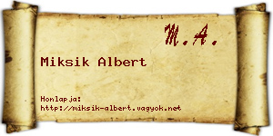 Miksik Albert névjegykártya